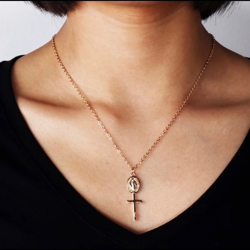 Gold Cross Pendant Necklace